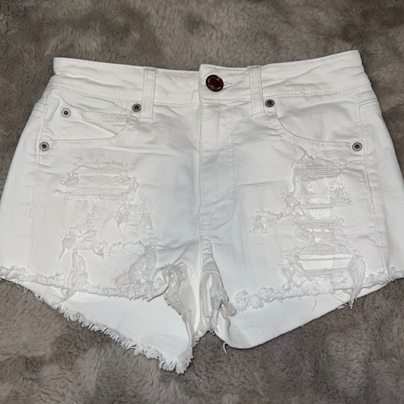 American Eagle Outfitters Pants - American Eagle White Ripped Jean Shorts Super Stretch X, Women’s 2